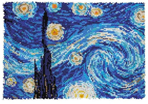 ROCKY&CHAO Sternenhimmel-Teppich-Set, DIY-Knüpfhaken, Kreuzstich-Set Teppichherstellung Kissen Handarbeit Anfänger Heimdekoration 60 × 42 cm