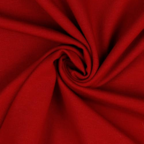 VmG-Store Jersey Stoff UNI Meterware 75 Farben zum Nähen Baumwolljersey Nähstoff Kinderstoff 150 cm breit (009 I Dunkelrot)