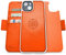 dreem Fibonacci Wallet Case for iPhone 14 & iPhone 16e Case Wallet | 3-in-1 Magnetic Detachable Vegan Leather Cover with Built-In Kick-Stand, RFID Blocking Card Holder, MagSafe Compatible [Orange]