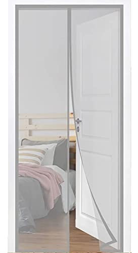 Verdunkelungsrollo Fliegengitter für Türen, anpassbar, 135x220cm, mit selbstklebenden Bändern und Streben für Türen und Fenster Zuhause, verhindert das Eindringen von Insekten, Grau