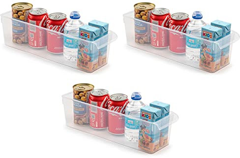Acan Tradineur - Pack de 3 Cajones organizadores para frigorífico Nº 10 - Fabricado en Polipropileno - Recipiente de Polipropileno Transparente - 10 x 11 x 37 cm