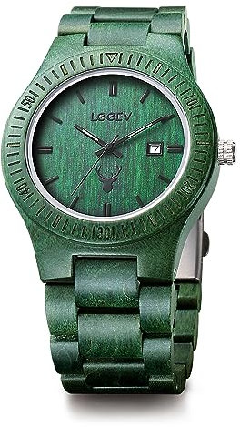 LeeEv Holzuhren, Uwood Serie Zebra Sandelholz japanische Quarz Analoguhr für Herren mit Kalender Unisex Armbanduhr