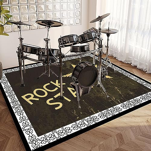 SOSTAG Schlagzeugteppich 160 x 140 cm Drum Teppich, Schallschutz Teppich rutschfeste Trommel Teppiche für Akustik Schlagzeug E Drum Kits Bass Drum Elektronisch Snare Klavier Musikinstrumente Teppich