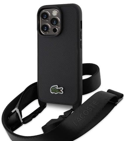 Lacoste LCHCP15LSPVCK Hülle für iPhone 15 Pro 6.1 Schwarz hardcase Iconic Petit Pique Crossbody