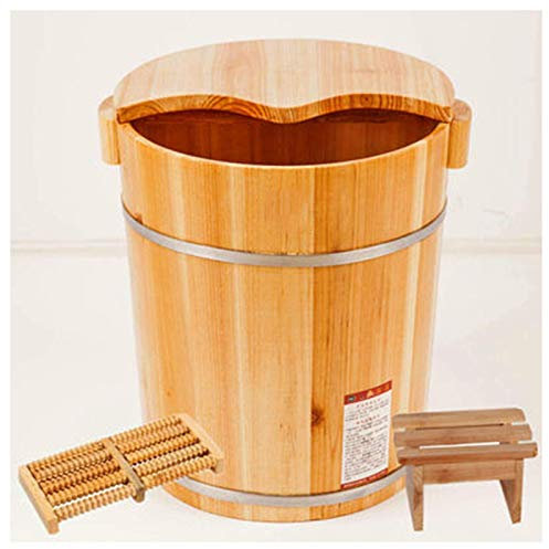 Holz-Fußbad-Eimer, Holz-Fußbecken, Holz-Fußbad-Becken, Heim-Pediküre-Wanne, 40 cm hoch, Einweicheimer, Fass, Tannen-Fußbad, Waschen, Verbessern Sie den Schlaf, Geschenk zur Gesundheitsfürsorge für