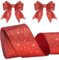 KINGLAKE 10M Geschenkband Mit Draht Rot,Drahtband Glänzend 6cm,Weihnachtenband,Schleifenband,Dekorativ Band für Geschenk Verpackungen,Kranz,Handwerk,Weihnachts und Hochzeit