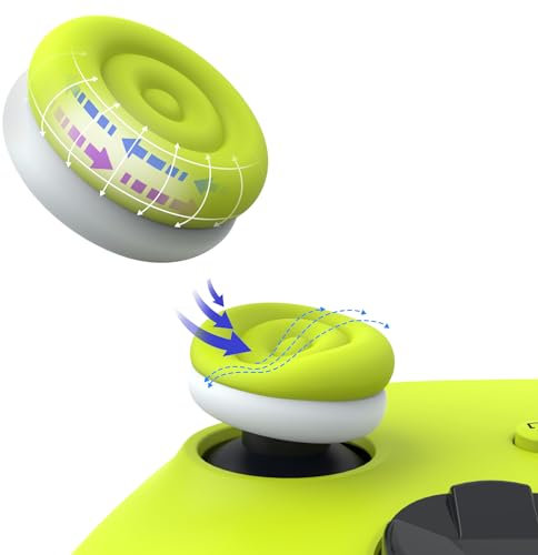 playvital Capuchon Manette pour ps5/ps4,Protection Joystick pour Xbox Series X/S,Thumbs Cushion Caps pour Xbox One/Elite Series 2,Cover Stick pour Nintendo Switch Pro-Vert Vif & Blanc Robot