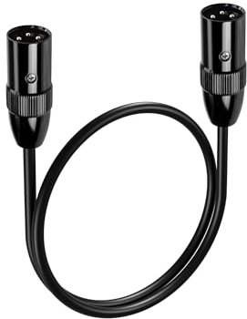 PNGKNYOCN XLR Micrófono Cable,0.5M 3 Pin Macho a Macho Balanceado Micrófono Cable de Audio para Altavoces,Mezclador,Amplificador y Más (0.5M)