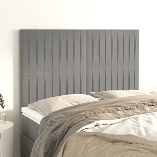 FUDUGEHMIOFWFJJ bettkissen rückenlehne,bettkopfteil,Bett abstandshalter Wand,Kopfteile 4 STK. Hellgrau 72x5x78/88 cm Samtbett kopfteil husse,Bett kopfteil bezug,kopfteil Bett 160,