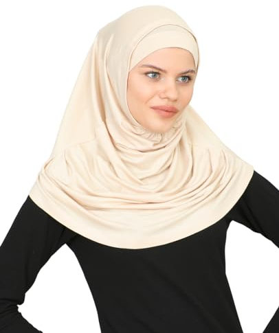 Prien Chic Hijab für Damen, Muslim Kopftuch Untertuch Set, Lange Kopftücher Kleid Frauen, Schal Für Gebetskleidung Abaya, Muslimische Kleider Für Ramadan Hajj (Beige)