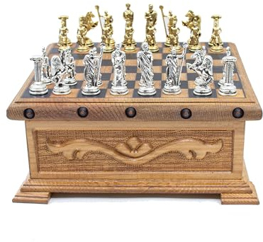 GGS Grand Gift Store Handmade Wooden Chess Box with Hidden Key, Special Designed Wooden Chess Set, Premium Chess Set / 2 Players, Age 12+