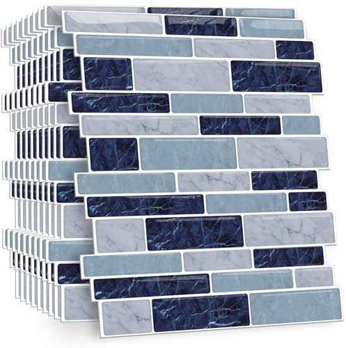 ANHUIB 10 Sheets Self Adhesive Wall Tiles Kitchen Wall Tile Sticker Peel and Stick Tile Kitchen Stick on Tile for Bathroom Self Adhesive Splashback Bathroom Tiles Waterproof Stickers