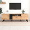 BTM Meuble TV Bois et Noir, Meuble TV Salon avec 1 Tiroir et 1 Compartiment, Porte Haute, Meuble Télé 170cm de Longueur, Banc TV 170 x40x50cm, Brun