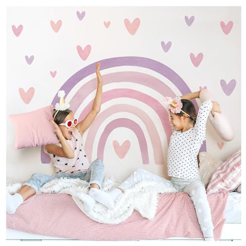 Little Deco Wandtattoo Regenbogen mit Herzen violett pink DL5090 M