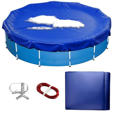 Neuradical Pool Abdeckung Winter Rund für Aufstellpools, Poolabdeckplane oval mit Winde und Kabel, Poolplane für Ø 366cm Pool Solar-Schwimmbadabdeckungen wasserdicht und Staubschutz