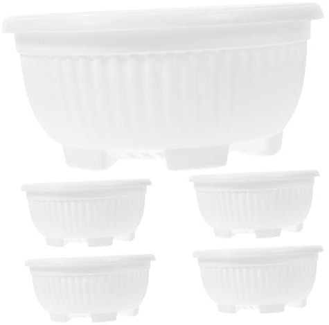 POPETPOP 5pezzi Vasi Da Fiori in Plastica Rotondi Con Drenaggio Da Fioriera Per Piante Cactus Piante Da Esterno Balcone Giardino Interno