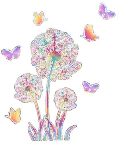 Löwenzahn Suncatcher Sticker Pvc Fensteraufkleber Vogelschutz Suncatcher Sticker Prisma Fensteraufkleber Vogelschutz Aufkleber Fenster Vögel Anti Kollisions Schmetterling Aufkleber Sonnenfänger