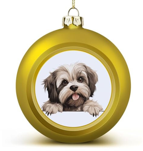 Lustige Weihnachtskugeln für Hunde, Welpen, Ornamente, Lhasa Apso, hängende Kugel, dekorativ für Weihnachtsbäume, Feiertagsparty, Neujahrsgeschenk