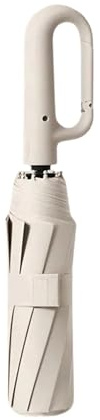 Easylife Automatic Umbrella (Cream) Open Umbrella with Button, Auto Umbrella with Ring Clasp, Push Button Umbrella Doubles as a UPF50+ Parasol, Reinforced Umbrella L42xDia125cm- Fully Guaranteed