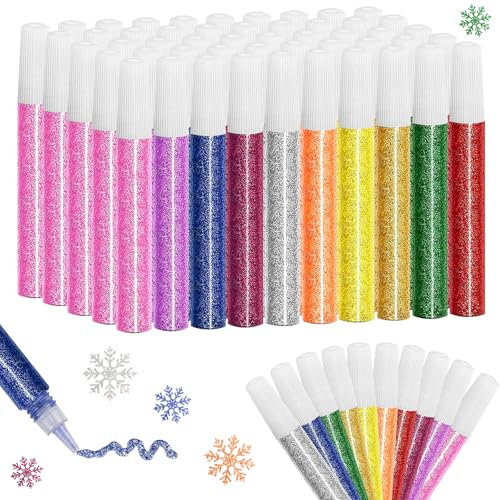 50Pcs Glitter Glue Stick Bulk,10 Colors Craft Glitter Glue Pens,Craft Glitter Bulk Gel for DIY Arts Projects,Painting Scrapbooking,Card Decorating Supplies