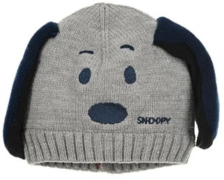 Peanuts Mütze Baby | für Jungen und Mädchen | Geschenke für Kinder | Snoopy | weiß und grau | Strickmütze | Wintermütze | Haube Kinder | Babymütze | Beanie (DE/NL/SE/PL, Numerisch, 50, Grau)