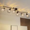 ZMH Deckenstrahler 6 flammig Deckenlampe Wohnzimmer - Vintage Kristall Deckenleuchte Schwarz Retro Design Strahler 350°Schwenkbar E14 Spotleuchte für Schlafzimmer Küche Flur (Ohne Leuchtmittel)
