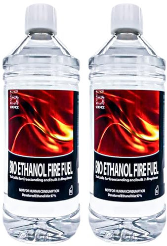 Premium Bioethanol Fuel, 2L Bio Ethanol Liquid Fuel for Fire Pits, Eco-friendly Renewable Energy for Bioethanol Fireplaces, High Purity Clean Burning for Stoves, Table Top Burners, 2 Pack