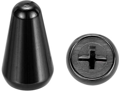 sourcing map 2Pcs ST Guitar 3/5 Way Pickup Switch Tip Cross Hole ID 0.19 x 0.15 Metal Toggle Switch Knobs Cap for Electric Guitar Replacement Parts, Black