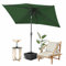 Fiqops Sombrilla 210 x 140 / 300 x 200 cm con manivela | Sombrilla rectangular protección solar UV50+ plegable, sombrilla de jardín, impermeable, para jardín, terraza, sin soporte, Verde sin LED, 210