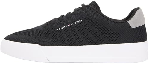 Tommy Hilfiger Herren Court Sneaker Knit Low Top, Schwarz (Black), 44