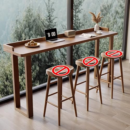 BAYTEWJX Modernes Stehtisch-Set aus Holz,Rechteckiger Küchentisch,Schmaler Bistrotisch,für Wohnzimmer Innenrestaurant und Café.(140x40x105cm)