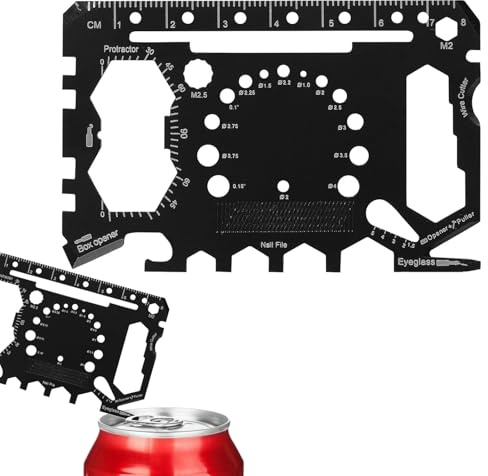 Multitool Karte 25 in 1 Kreditkarten Werkzeug aus Edelstahl 1 Stück kompakte Toolkarte 8,8 x 5,5 cm silber für Camping Outdoor Alltag Reise Geschenk Männer
