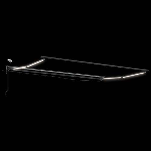 Telaio Tenda da Sole Elettrica con LED Antracite 5x3.5 Metri in Acciaio Anticorrosione e Alluminio Include Manovella e Supporti a Muro per Facile Montaggio