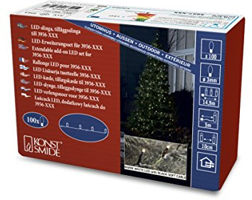 Konstsmide Micro LED kompakt System Erweiterung: Lichterkette, 100 warm weiße Dioden, Außen (IP44), schwarzes Soft-Kabel - 3957-107, 1490 x 1 x 1 cm