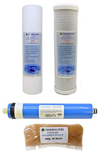 Finerfilters 4 Stage Aquarium Reverse Osmosis Replacement Water Filters with 100 GPD membrane