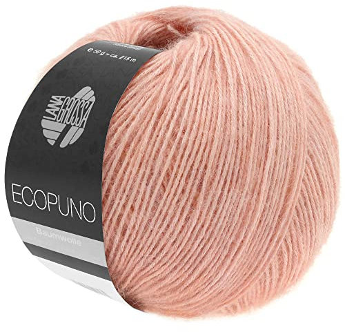 LANA GROSSA Ecopuno | Edle Netzgarnstruktur aus Baumwolle gefüllt mit Merino/Alpaka | Handstrickgarn aus 17% Schurwolle & 11% Alpaka Wolle | 50g Wolle zum Stricken & Häkeln | 215m Garn FB 7