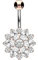 PIERCINGLINE Piercing de nombril en titane avec fleur en cristal – Argent 925 – Piercing banane en 3 couleurs élégantes, Titane, argent 925