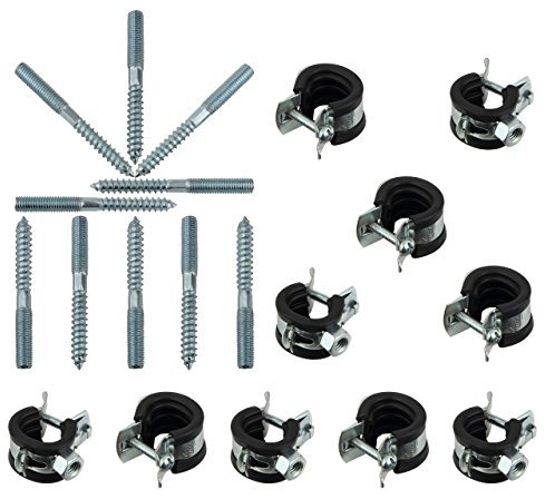 Rohrschellen Set 12-14 mm 1/4 mit Stockschrauben M8 x 50 TX 25 10 Stück