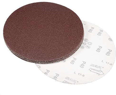 sourcing map 9 Inch Sanding Disc 40 Grits Flocking Sandpaper for Sander 10 Pcs