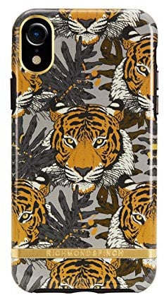 Richmond & Finch Designed for iPhone XR Case, Tropical Tiger Case for iPhone XR with Gold Details - Black