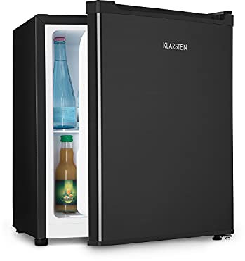KLARSTEIN Snoopy Eco - v2, Mini Fridge, Combi Refrigerator/Freezer, 41dB Operating Noise, Energy Class E, 46l Capacity, Flexible Layout, Compact Dimensions, Spacious Interior, Black