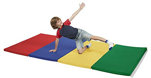 FDP SoftScape 1,2 m x 2,4 m Runway Tumbling Matte – Weicher, stabiler Schaumstoff, 3-fach faltbare Trainingsmatte, sicheres Indoor-Aktiv-Spielen, Gymnastik, Training, Dehnen für Kinder – sortiert