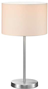 meineWunschleuchte Große Tischleuchte Silber matt mit Stoffschirm Weiß, Höhe 55cm