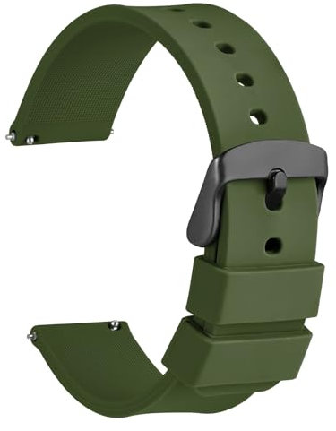 WOCCI 22mm Bracelet de Montre Silicone pour Femme et Homme avec Boucle Noire (Vert Armée)