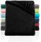 BaSaTex Cashmere Touch Plüsch Premium Spannbettlaken - SUPER Soft Flauschiges Winter Spannbetttuch Nicky Teddy - wärmendes Bettlaken | 140x200-160x200 cm | Farbe:Schwarz