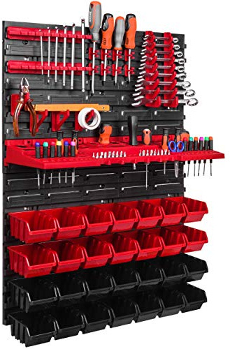 Lagersystem Wandregal 576 x 780 Stapelboxen Werkzeughalter Sichtlagerkästen Kunststoff Box Schütte (ITBNN600x2-U1001-MIX17)