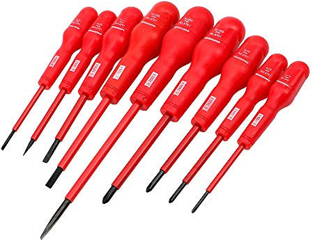 Meichoon DF08 - Set di 9 cacciaviti isolati a taglio e Phillips con punte magnetiche, 1000 Volt, per riparazioni domestiche