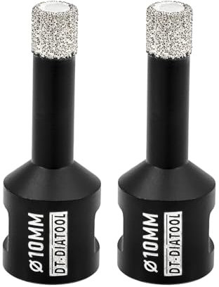 DT-DIATOOL Foret Diamant 2PCS 10mm Scie Cloche pour Forage à Sec Carrelage Porcelaine Marbre Céramique Granit