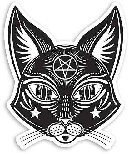 2 x 10cm Occult Black Cat Vinyl Stickers - Witch Halloween Laptop Sticker #34250 (10cm Tall)