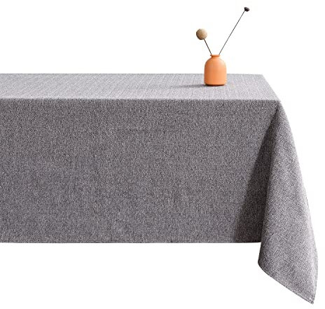 LUOLUO Tischdecke Leinenoptik tischdecke abwaschbar Tischtuch Leinen Tischwäsche Eckig Wasserdicht Tischdecke Dunkelgrau 120 x 160 cm